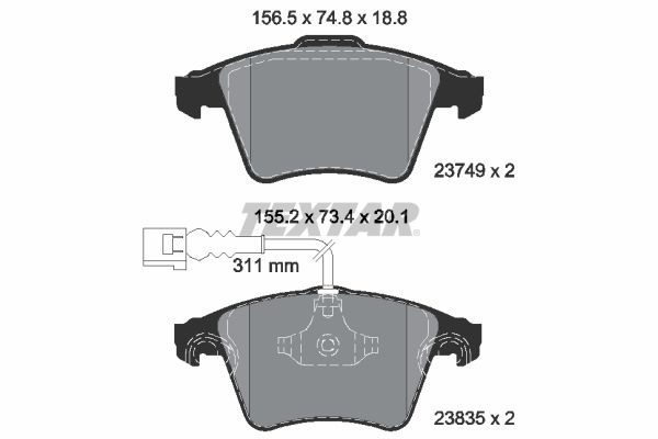 Volkswagen Touareg 2002-2013 Arası 2.5 R5 TDI Textar Marka Ön Balata