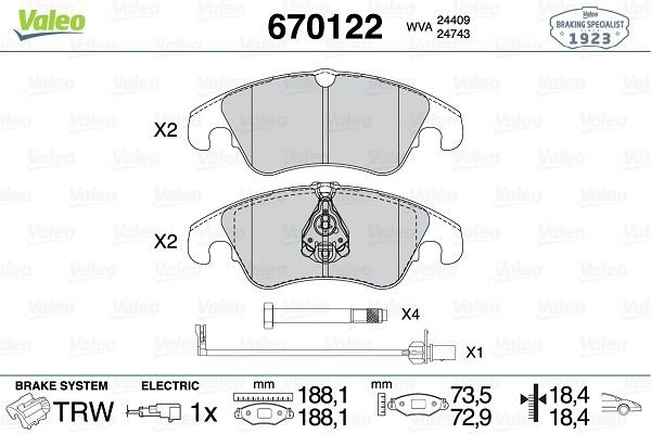 Audi A5 2007-2017 Arası 1.8 TFSI Valeo Marka Ön Balata