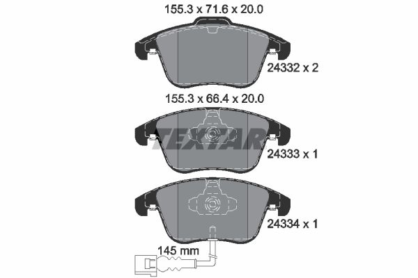Volkswagen Sharan 2010-2014 Arası 2.0 TFSI Textar Marka Ön Balata
