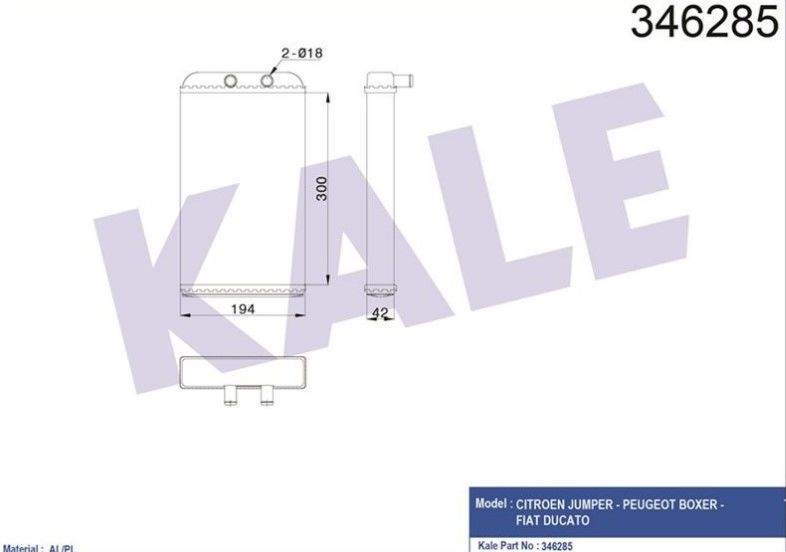 Ducato II 02-06 2.3 Mjt Kalorifer Radyatörü Kale KAL-346285