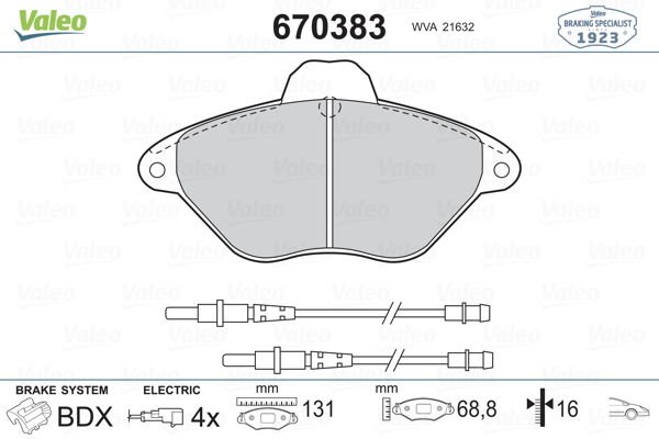 Citroen Xantia 1993-2003 Arası 2.0 i Valeo Marka Ön Balata Fişli