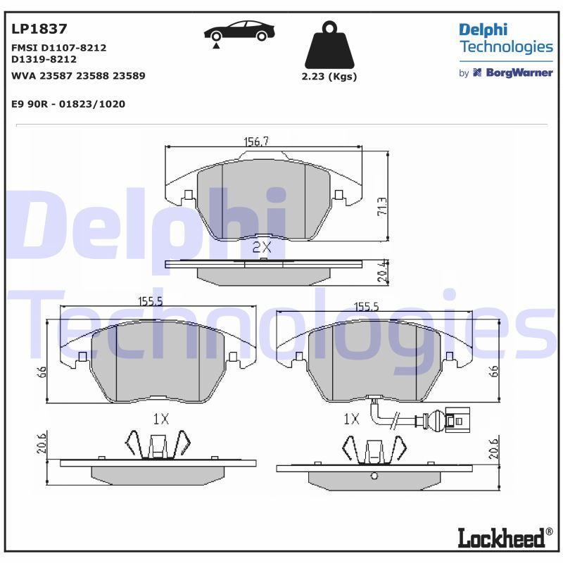 Volkswagen Passat 2005-2015 Arası 1.4 TSI EcoFuel Delphi Marka Ön Balata Fişli