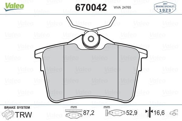 Citroen C4 2004-2014 Arası 1.6 HDi 90 Valeo Marka Arka Balata