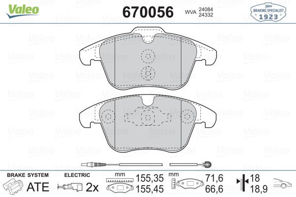 Citroen C5 2008-2012 Arası 1.6 VTi 120 Valeo Marka Ön Balata Fişli