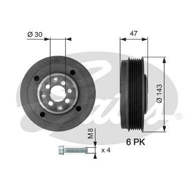 Ford Galaxy 1995-2006 Arası 1.9 TDI Gates Marka Krank Kasnağı