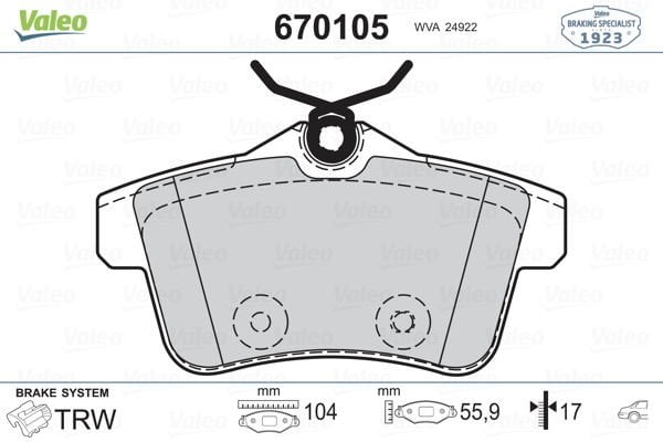 Citroen C4 2009-2013 Arası 1.6 HDi 90 Valeo Marka Arka Balata