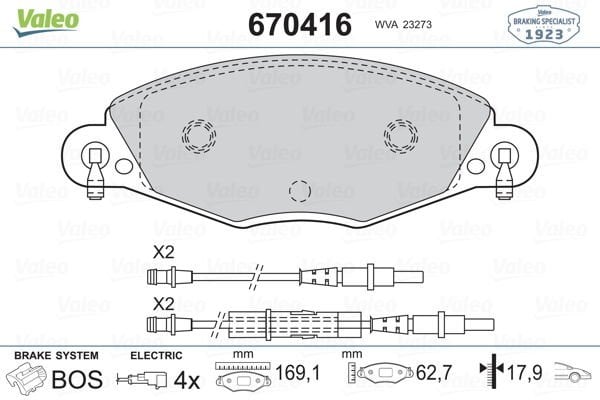 Citroen C5 2001-2005 Arası 2.0 HDi Valeo Marka Ön Balata Fişli