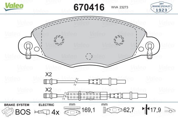 Citroen C5 2001-2005 Arası 2.2 HDi Valeo Marka Ön Balata Fişli