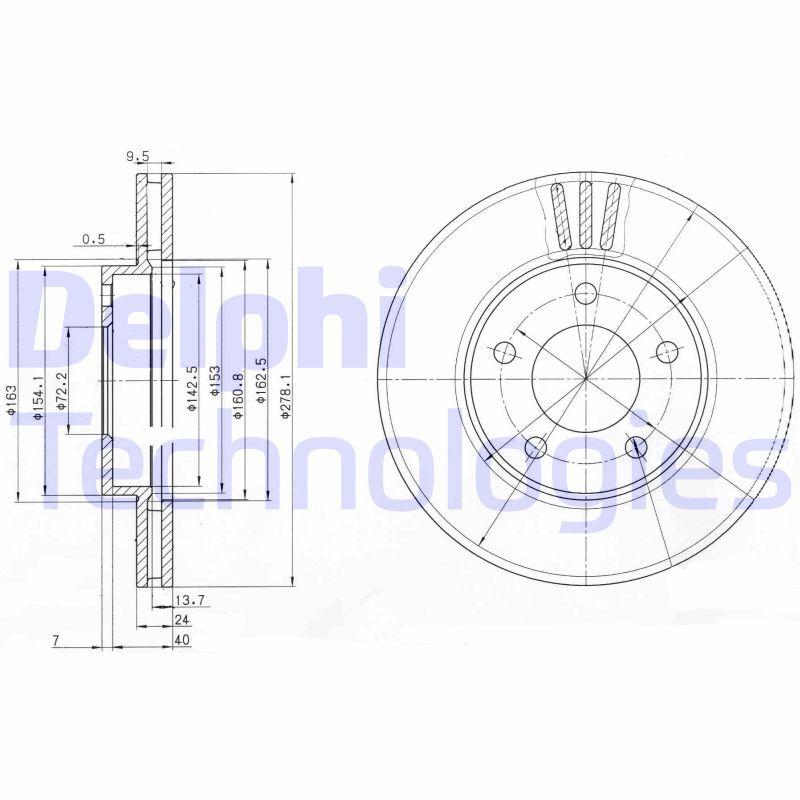 Ford Maverick 2001-2005 Arası 3.0 V6 24V, 2.0 16V, 3.0 V6 24V FWD, 2.0 16V FWD Delphi Marka Ön Fren Diski