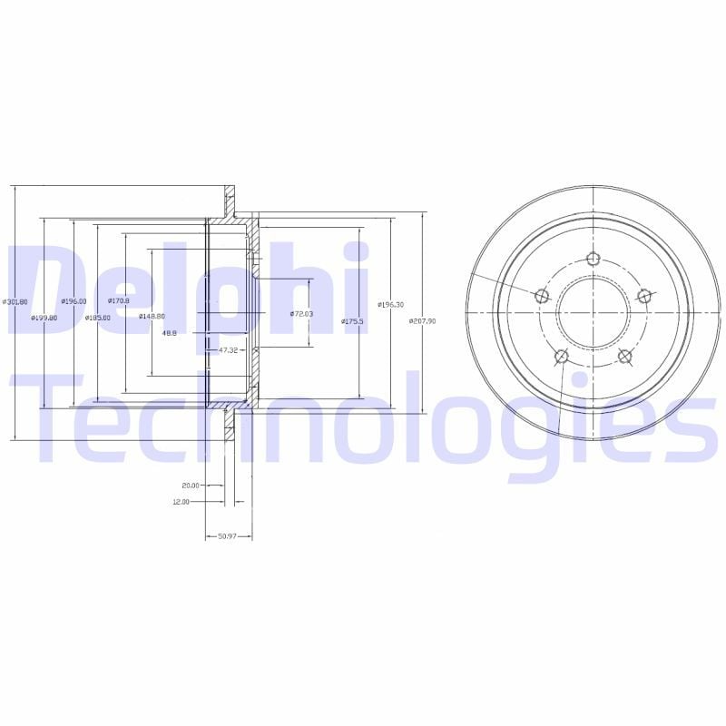 Ford Maverick 2001-2005 Arası 2.3 16V, 2.0 16V FWD, 3.0 V6 24V, 3.0 V6 24V FWD, 2.0 16V Delphi Marka Arka Fren Diski