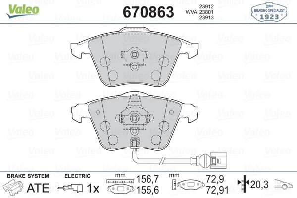 Volkswagen Passat Cc 2008-2012 Arası 1.4 TSI MultiFuel Valeo Marka Ön Balata Fişli