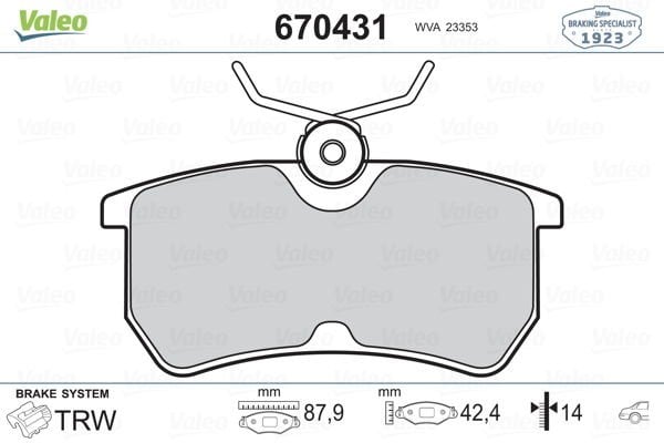 Ford Focus 1998-2009 Arası 1.6 16V, 1.4 16V, 1.8 16V Valeo Marka Arka Balata