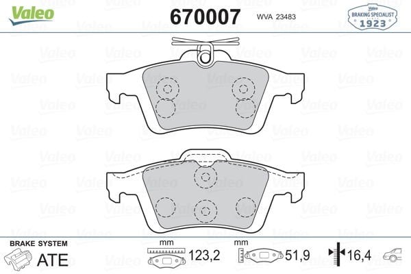 Ford Focus 2010-2014 Arası 1.6 Ti Valeo Marka Arka Balata