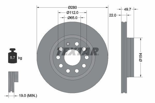Volkswagen Golf 2004-2014 Arası 1.6 TDI Textar Marka Ön Fren Diski