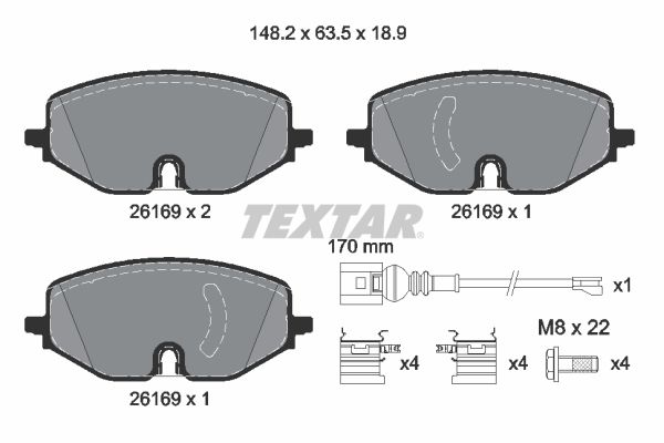 Volkswagen Golf 2019-2022 Arası 1.5 eTSI Textar Marka Ön Balata