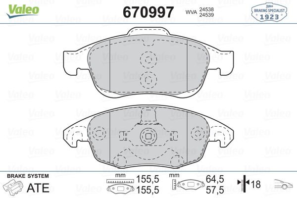 Citroen C4 2006-2015 Arası 1.6 VTi 120 Valeo Marka Ön Balata