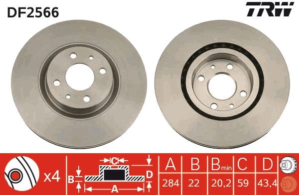 Alfa Romeo 155 1992-1997 Arası 2.5 V6 TRW Marka Ön Fren Diski