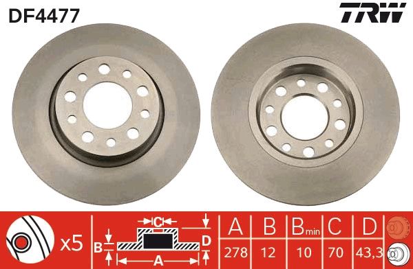 Alfa Romeo 159 2005-2012 Arası 1.9 JTDM 8V TRW Marka Arka Fren Diski