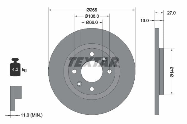 Citroen Berlingo 1996-2011 Arası 1.9 D Textar Marka Ön Fren Diski