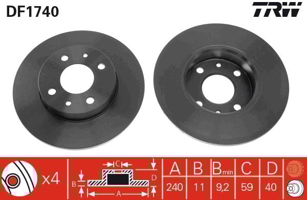 Alfa Romeo 33 1990-1994 Arası 1.7 16V TRW Marka Arka Fren Diski