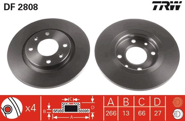 Citroen Berlingo 1996-2011 Arası 1.1 i, 1.4 i, 1.8 D, 1.9 D TRW Marka Ön Fren Diski