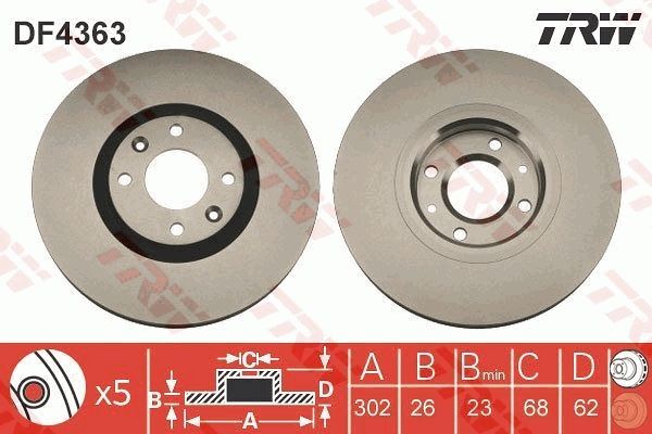 Peugeot 307 2000-2012 Arası 2.0 HDi 135, 2.0 16V TRW Marka Ön Havalı Fren Diski