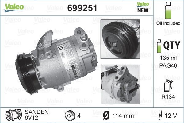 Opel Astra 1998-2009 Arası 1.7 TD Valeo Marka Klima Kompresörü