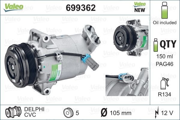 Opel Astra 2000-2005 Arası 1.6 16V Valeo Marka Klima Kompresörü