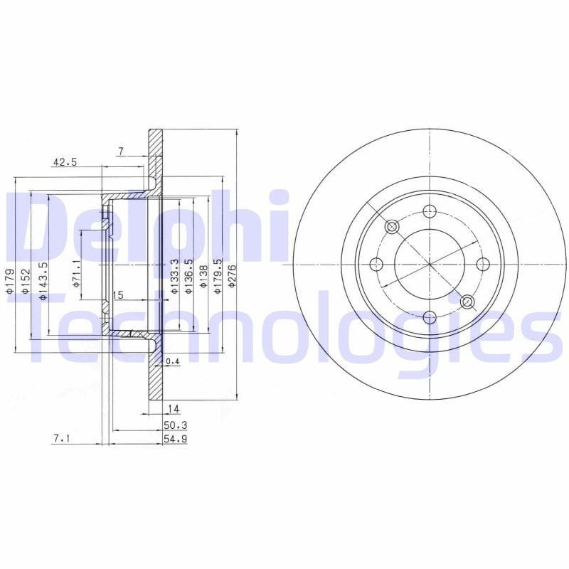 Citroen C5 2001-2005 Arası 2.0 HDi, 3.0 V6, 2.0 16V HPi, 2.0 16V, 2.2 HDi, 1.8 16V Delphi Marka Arka Fren Diski