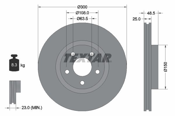 Ford C-Max 2010-2019 Arası 1.6 TDCi, 1.6 EcoBoost, 1.6 Ti, 2.0 TDCi Textar Marka Ön Fren Diski