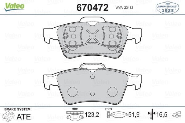 Renault Laguna 2001-2007 Arası 1.9 dCi, 1.6 16V, 3.0 V6 24V, 1.8 16V Valeo Marka Arka Balata