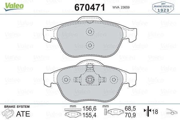 Renault Scenic 1999-2010 Arası 2.0 16V RX4, 1.9 dCi RX4 Valeo Marka Ön Balata