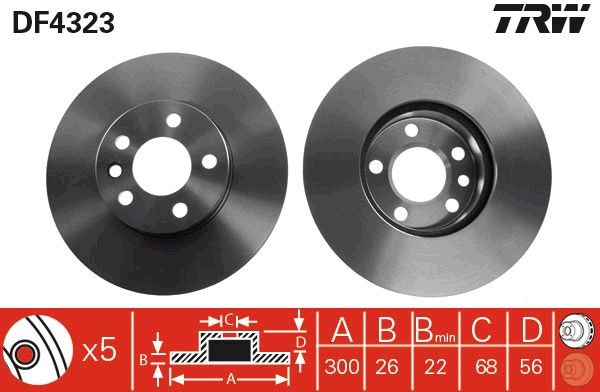Volkswagen Transporter 1990-2004 Arası 1.9 D, 2.5, 1.8, 2.4 D, 2.0 TRW Marka Ön Fren Diski