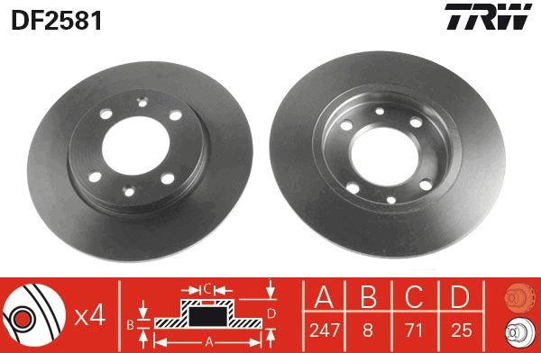 Citroen Zx 1991-1999 Arası 2.0 i 16V TRW Marka Arka Fren Diski