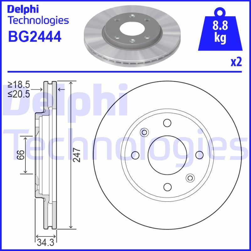 Citroen Zx 1991-1999 Arası 1.9 TD, 2.0 i 16V, 2.0 i, 1.9 i, 1.6 i, 1.8 i Delphi Marka Ön Hava Soğutmalı Fren Diski