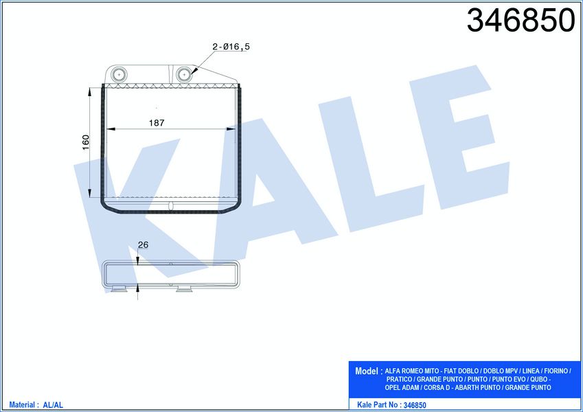 Linea 1.4 16V Kalorifer Radyatör Kale KLR-346850
