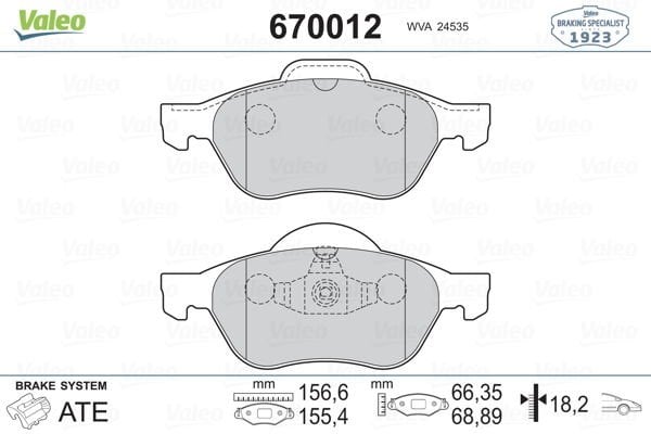 Renault Scenic 2003-2010 Arası 2.0, 1.6 Hi-Flex Valeo Marka Ön Balata