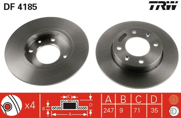 Citroen Xsara 1999-2012 Arası 1.8 16V TRW Marka Arka Fren Diski