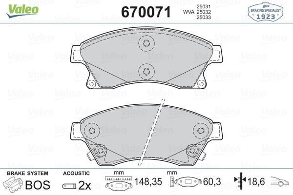 Opel Astra 2010-2015 Arası 1.6 Turbo Valeo Marka Ön Balata