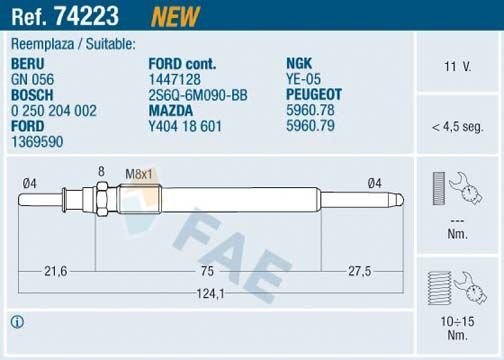 Ford Fusion 2002-2012 Arası 1.4 TDCi FAE Marka Kızdırma Bujisi