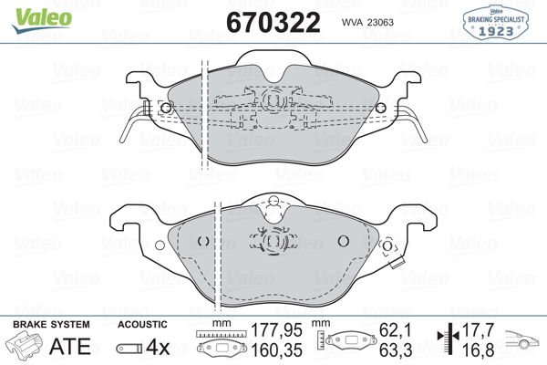 Opel Astra 1998-2009 Arası 1.8 16V Valeo Marka Ön Balata