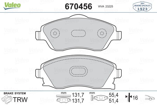 Opel Corsa 2000-2012 Arası 1.2 16V Valeo Marka Ön Balata