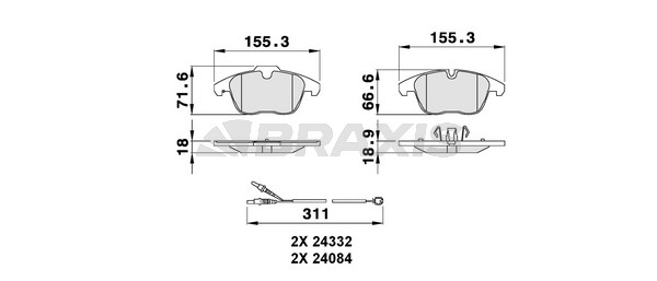 Peugeot 508 2010-2018 Arası 1.6 THP Braxis Marka Ön Balata Fişli