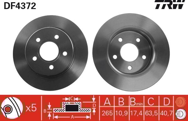 Ford Focus 2004-2013 Arası 1.6 TDCi TRW Marka Arka Fren Diski