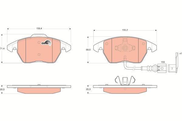 Volkswagen Passat 2005-2015 Arası 2.0 TSI TRW Marka Ön Balata Fişli