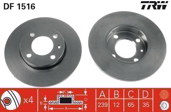 Audi 80 1972-1988 Arası 1.6, 1.6 TD, 1.6 D, 1.3, 1.6 GLE, 1.8 TRW Marka Ön Fren Diski