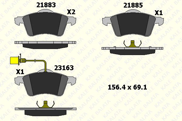 Volkswagen Transporter 1990-2004 Arası 1.9 TD, 2.5, 2.5 Syncro, 2.0, 2.5 TDI Syncro, 2.5 TDI Kale Marka Ön Balata
