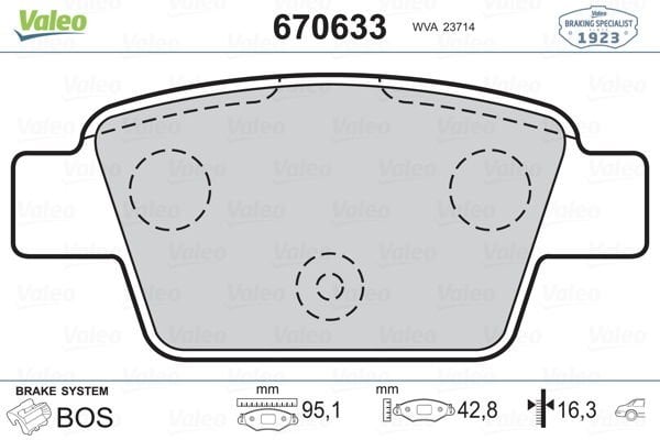 Fiat Bravo 2006-2010 Arası 1.4 16V, 2.0 D Multijet, 1.6 D Multijet, 1.9 D Multijet, 1.4 LPG Valeo Marka Arka Balata