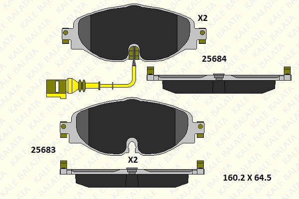 Volkswagen Golf 2011-2017 Arası 1.2 TSI 16V, 1.6 TDI, 1.6 TDI 4motion, 2.0 TDI 4motion, 1.4 TSI Kale Marka Ön Balata