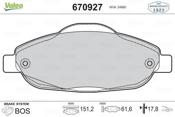 Peugeot 308 2007-2016 Arası 1.6 BioFlex Valeo Marka Ön Balata